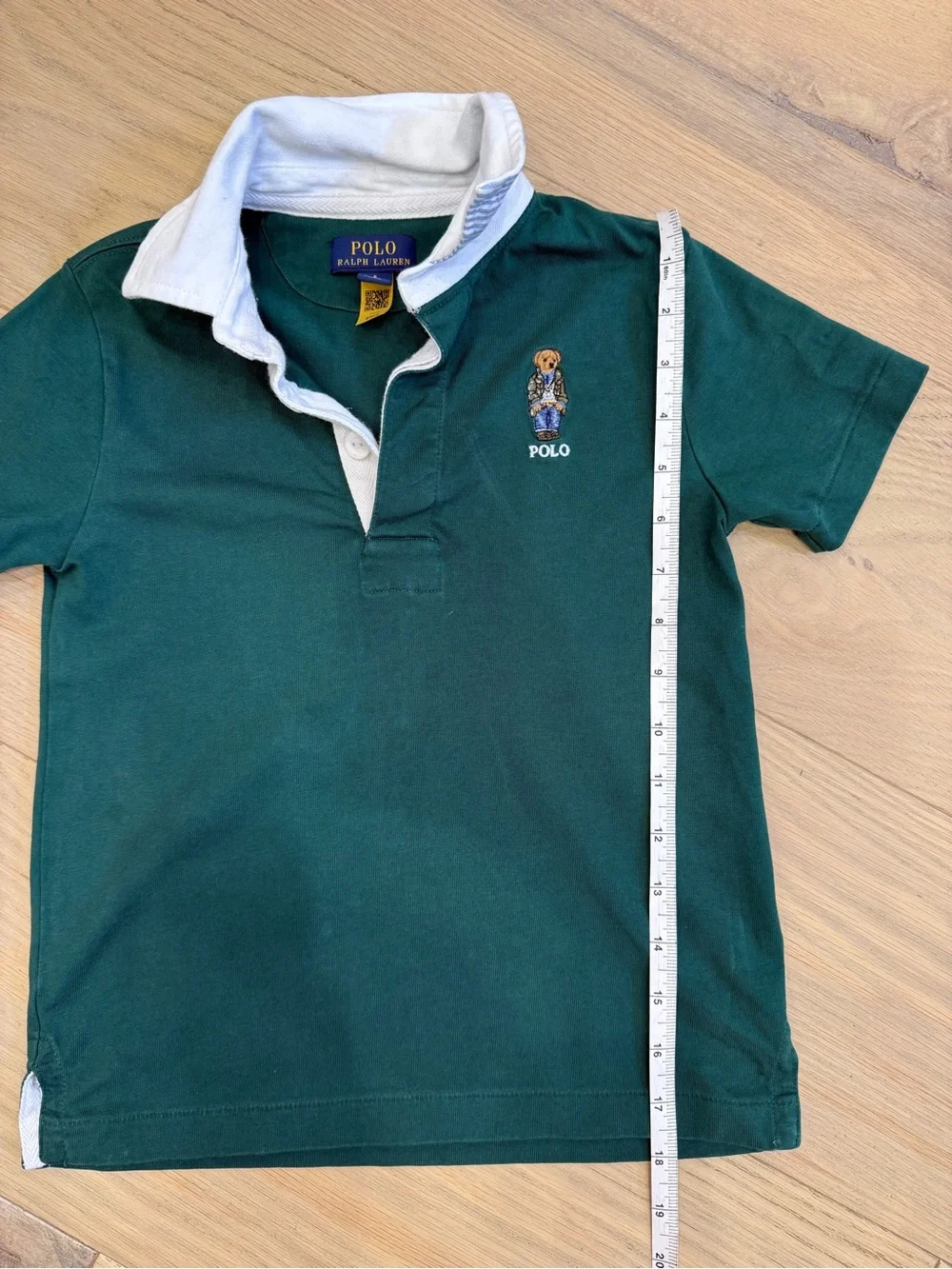 Polo by Ralph Lauren Forest Green Polo with White Contrast Collar